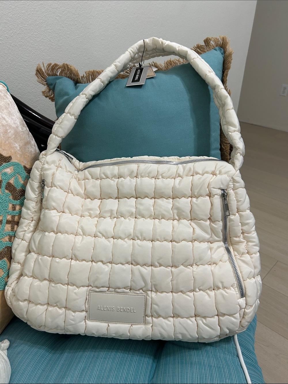 Alexis Bendel Cream Quilted Shoulder Bag